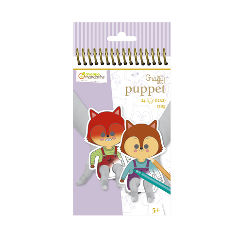 Clairefontaine ES Avenue Mandarine GY096C - Un carnet à spirale Graffy  Puppet 24 marionnettes à doigts pré-découpées à colorier 12x12 cm 250g (12  designs x2), Animaux fantastiques : : Hogar y cocina