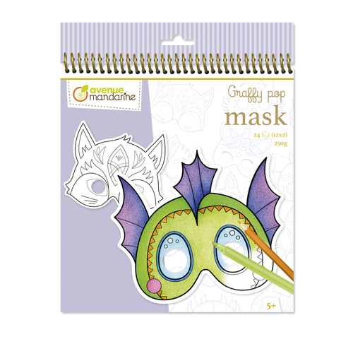 GY021 Avenue Mandarine, Graffy Pop Mask, Princess Coloring Mask Book, 7  7/8 x